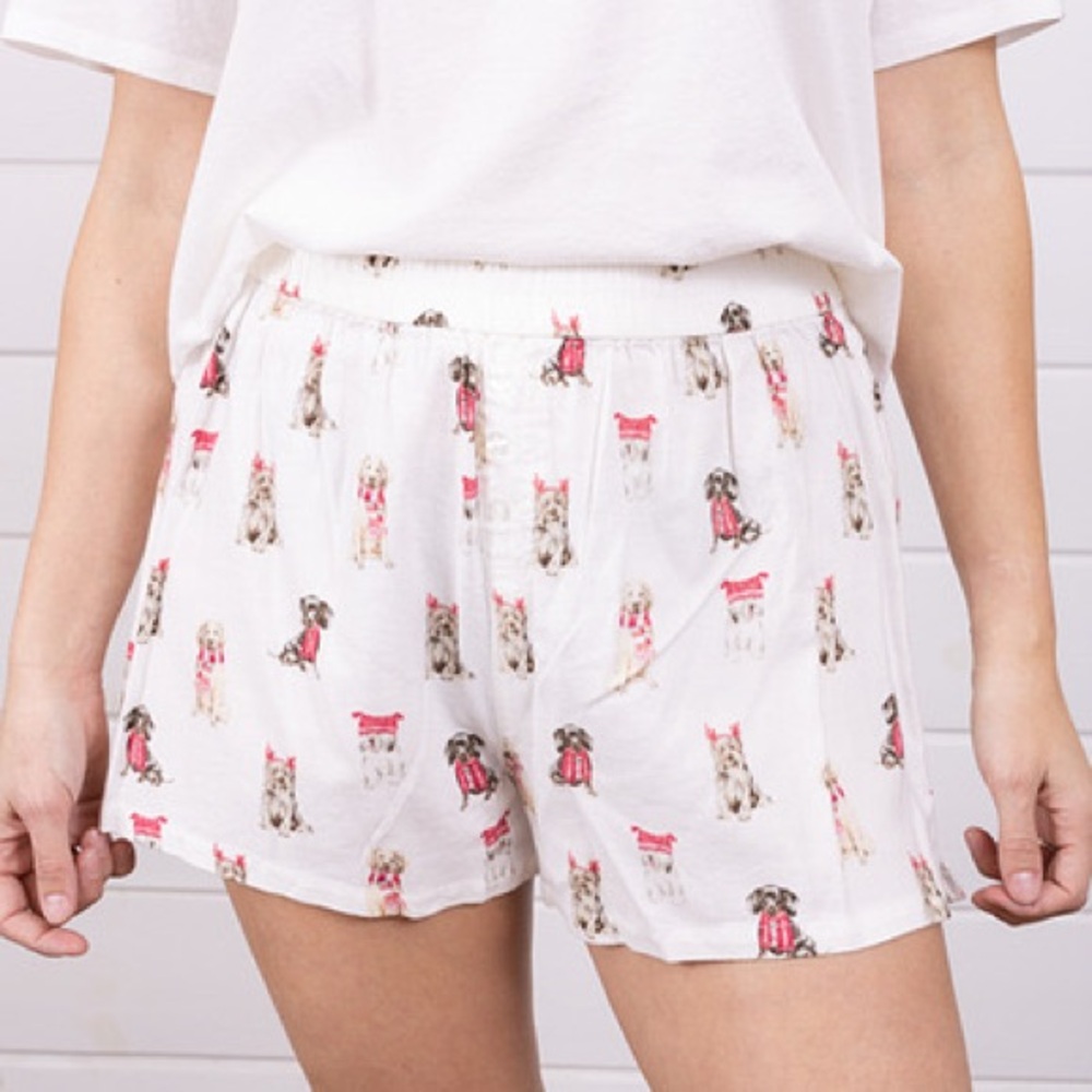 Z Supply Cream Pajama Shorts with Dog Print